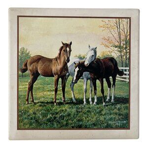 Vintage Horse Art Ceramic Tile Signed Persis Clayton Weirs Dated 1948 Equestrian